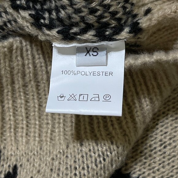 Unbranded Knit Vest V-Neck Black Tan XS Extra Small Houndstooth - Picture 5 of 6